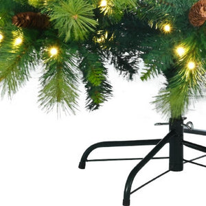 HomeRoots 6' Pre Lit Extra Full Pine Christmas Tree Set with Wreath & Garland - Cozy Holiday Décor Solution! 653853