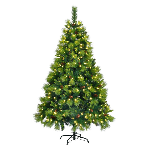 HomeRoots 6' Pre Lit Extra Full Pine Christmas Tree Set with Wreath & Garland - Cozy Holiday Décor Solution! 653853