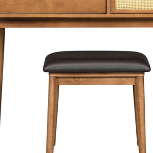 HomeRoots 48" Brown Wood Vanity Table Set with Lift-Up Mirror, 3 Drawers, and Stylish Seating for Any Space 653856