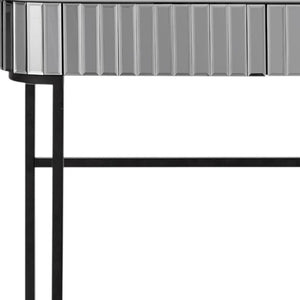 HomeRoots 39" Elegant Mirrored Vanity Table with Black Stainless Steel Frame & Two Drawers for Organized Glamour 653857