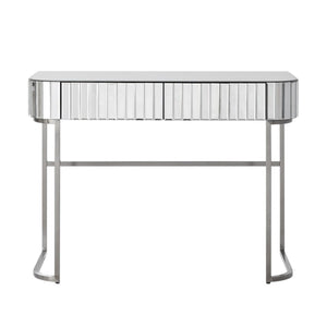 HomeRoots 39" Elegant Silver Mirrored Vanity Table with Two Drawers - Chic Storage Solutions for Any Space 653858