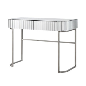 HomeRoots 39" Elegant Silver Mirrored Vanity Table with Two Drawers - Chic Storage Solutions for Any Space 653858
