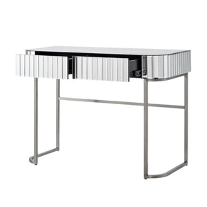 HomeRoots 39" Elegant Silver Mirrored Vanity Table with Two Drawers - Chic Storage Solutions for Any Space 653858