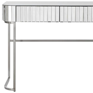HomeRoots 39" Elegant Silver Mirrored Vanity Table with Two Drawers - Chic Storage Solutions for Any Space 653858