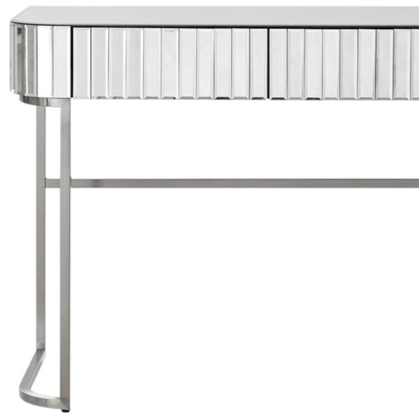 HomeRoots 39" Elegant Silver Mirrored Vanity Table with Two Drawers - Chic Storage Solutions for Any Space 653858