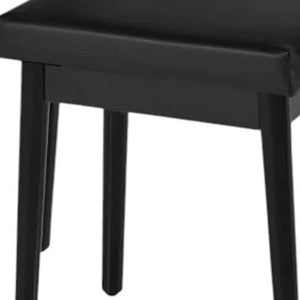 HomeRoots 35" Black Wood Mirrored Vanity Table with USB, Storage Drawer & Chic Design for Modern Spaces 653859