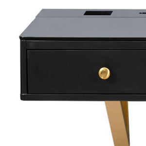 HomeRoots 52" Black Wood Three Drawer Vanity Table - Stylish Storage Solution for Modern Grooming Routines 653862