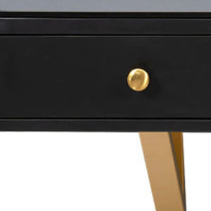 HomeRoots 52" Black Wood Three Drawer Vanity Table - Stylish Storage Solution for Modern Grooming Routines 653862