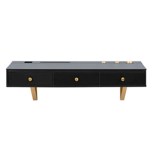 HomeRoots 52" Black Wood Three Drawer Vanity Table - Stylish Storage Solution for Modern Grooming Routines 653862