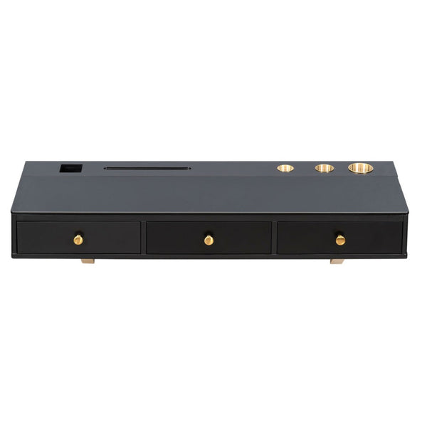 HomeRoots 52" Black Wood Three Drawer Vanity Table - Stylish Storage Solution for Modern Grooming Routines 653862