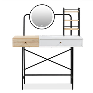 HomeRoots 41" Modern Black & White Wood Iron Vanity with Lighted Mirror, USB Charging, & Ample Storage Space 653864