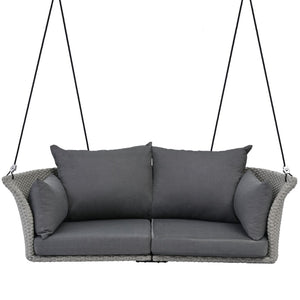 HomeRoots 40" Gray Woven Rattan Outdoor Swing Chair with Cushions - Stylish, Durable, and UV-Protected Comfort 653872