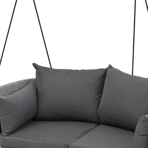 HomeRoots 40" Gray Woven Rattan Outdoor Swing Chair with Cushions - Stylish, Durable, and UV-Protected Comfort 653872