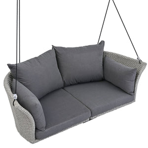 HomeRoots 40" Gray Woven Rattan Outdoor Swing Chair with Cushions - Stylish, Durable, and UV-Protected Comfort 653872