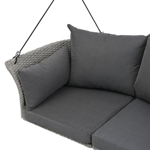 HomeRoots 40" Gray Woven Rattan Outdoor Swing Chair with Cushions - Stylish, Durable, and UV-Protected Comfort 653872