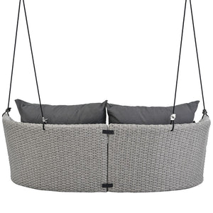 HomeRoots 40" Gray Woven Rattan Outdoor Swing Chair with Cushions - Stylish, Durable, and UV-Protected Comfort 653872