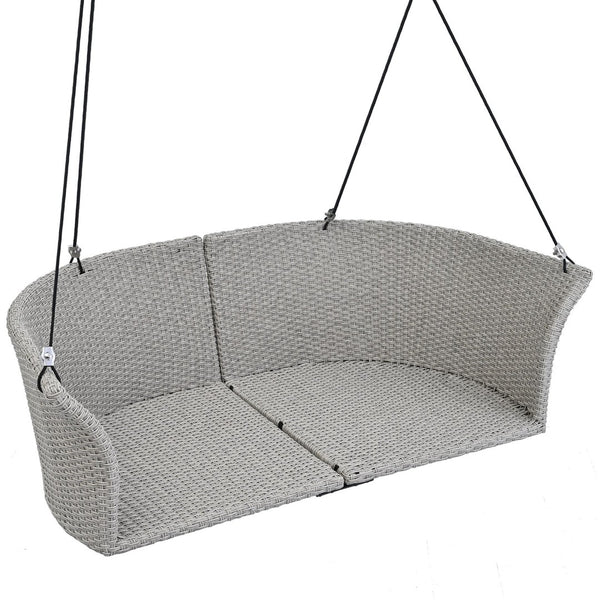 HomeRoots 40" Gray Woven Rattan Outdoor Swing Chair with Cushions - Stylish, Durable, and UV-Protected Comfort 653872