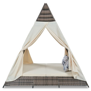 HomeRoots 91" Stylish Pyramid Lounge Chair with Faux Rattan, Cushions, Canopy, and Weather Resistance for Comfort 653874