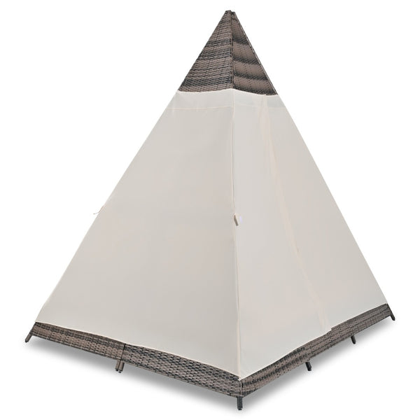 HomeRoots 91" Stylish Pyramid Lounge Chair with Faux Rattan, Cushions, Canopy, and Weather Resistance for Comfort 653874