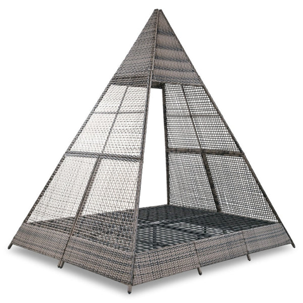 HomeRoots 91" Stylish Pyramid Lounge Chair with Faux Rattan, Cushions, Canopy, and Weather Resistance for Comfort 653874