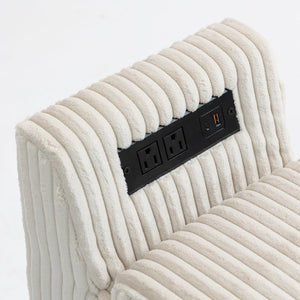 English Elm Modular Sofa Coffee Table With Storage, Usb Ports & Cupholders - Stylish Beige For Small Spaces W3098P257004