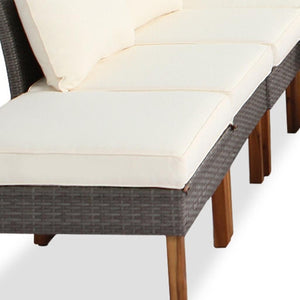 HomeRoots Nine Piece Outdoor Rattan Sectional Seating Set with Upholstered Cushions & Acacia Coffee Table 653920