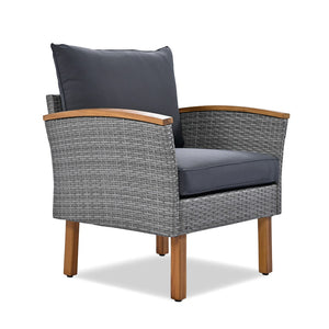 HomeRoots Nine-Piece Gray Rattan Sectional Seating Set with Cushions & Table - Stylish, Comfortable Outdoor Lounge 653921