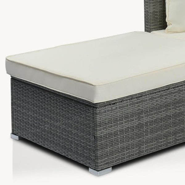 HomeRoots Eight-Piece Gray and Beige Wicker Sectional Seating Group with Cushions and Stylish Coffee Table 653922