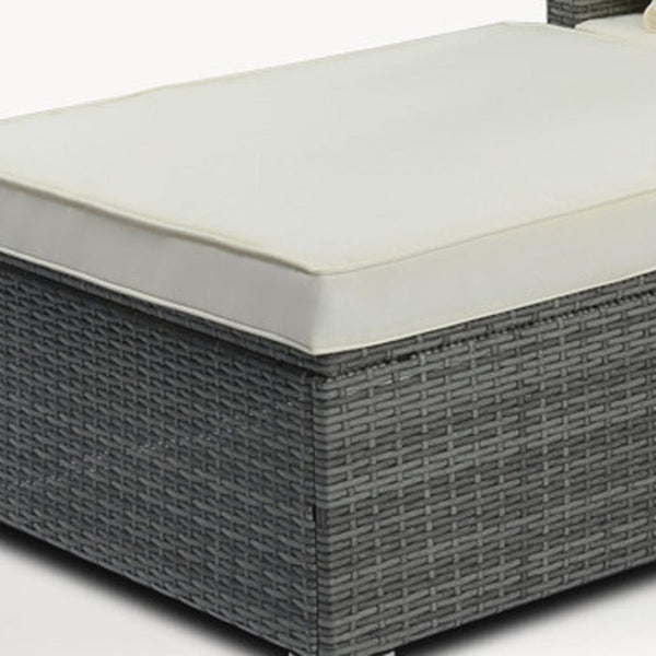 HomeRoots Eight-Piece Gray and Beige Wicker Sectional Seating Group with Cushions and Stylish Coffee Table 653922