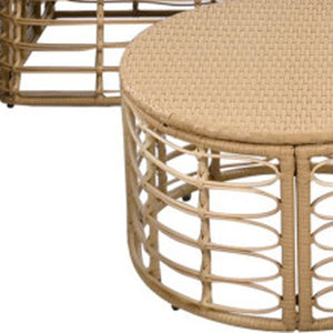 HomeRoots Seven-Piece Wicker Sectional Seating Group with Gray Cushions & Table for Stylish Outdoor Comfort 653924