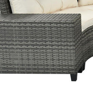 HomeRoots Eight Piece Gray and Beige Wicker Sectional Seating Set with Coffee Table for Stylish Outdoor Living 653927