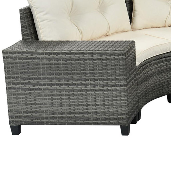 HomeRoots Eight Piece Gray and Beige Wicker Sectional Seating Set with Coffee Table for Stylish Outdoor Living 653927
