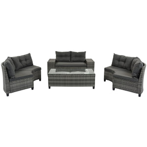 HomeRoots Eight-Piece Gray Wicker Sectional Seating Set with Coffee Table - Stylish, Durable & Low Maintenance! 653928