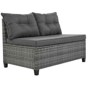HomeRoots Eight-Piece Gray Wicker Sectional Seating Set with Coffee Table - Stylish, Durable & Low Maintenance! 653928