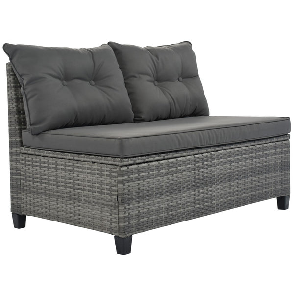 HomeRoots Eight-Piece Gray Wicker Sectional Seating Set with Coffee Table - Stylish, Durable & Low Maintenance! 653928