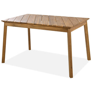 HomeRoots Three Piece Natural Solid Wood Patio Set - Durable Acacia Table & Comfortable Bench for Outdoor Relaxation 653929