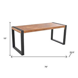 HomeRoots Three-Piece Natural Solid Wood Patio Dining Set - Durable Acacia with Spacious Table & Bench 653930