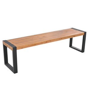 HomeRoots Three-Piece Natural Solid Wood Patio Dining Set - Durable Acacia with Spacious Table & Bench 653930