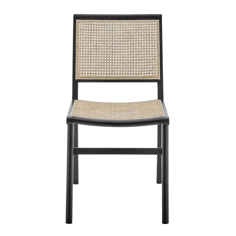 HomeRoots Natural Solid Wood and Cane Dining Side Chair - Stylish Armless Design for Modern Homes & Spaces 653935