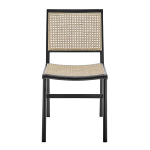 HomeRoots Natural Solid Wood and Cane Dining Side Chair - Stylish Armless Design for Modern Homes & Spaces 653935