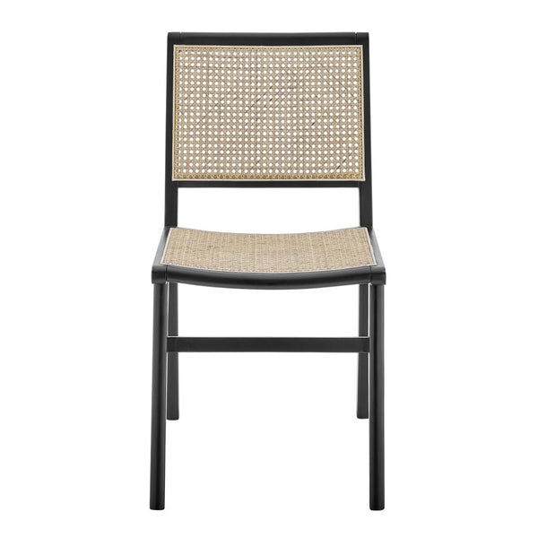 HomeRoots Natural Solid Wood and Cane Dining Side Chair - Stylish Armless Design for Modern Homes & Spaces 653935