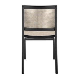 HomeRoots Natural Solid Wood and Cane Dining Side Chair - Stylish Armless Design for Modern Homes & Spaces 653935