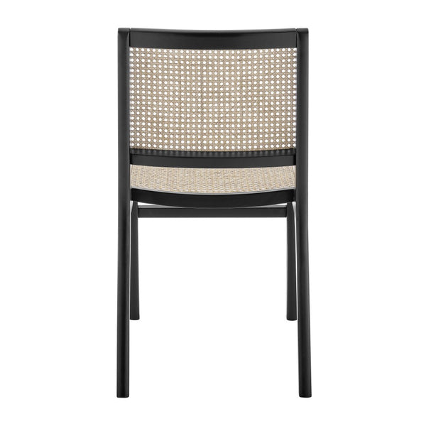 HomeRoots Natural Solid Wood and Cane Dining Side Chair - Stylish Armless Design for Modern Homes & Spaces 653935