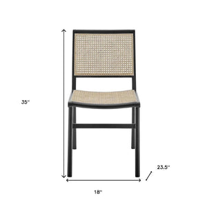 HomeRoots Natural Solid Wood and Cane Dining Side Chair - Stylish Armless Design for Modern Homes & Spaces 653935