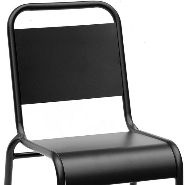 HomeRoots Set of Two Matte Black Aluminum Stacking Dining Chairs – Modern, Weather-Resistant, Ergonomic Design 653938