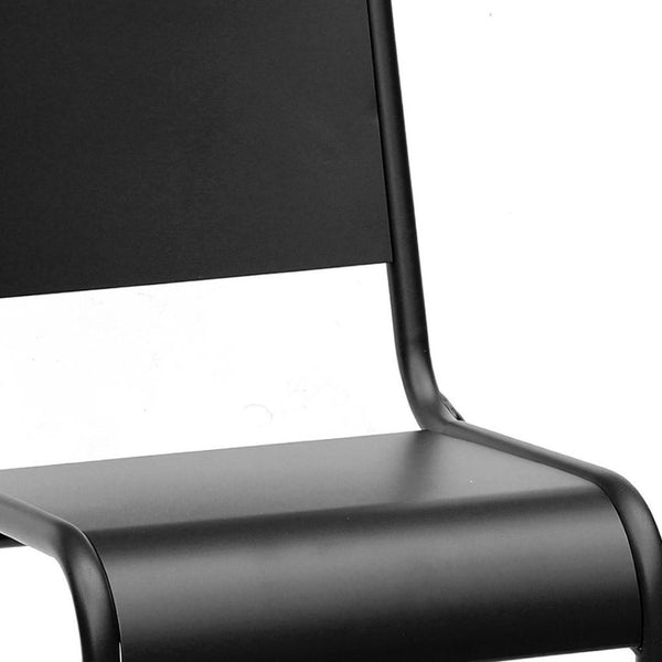 HomeRoots Set of Two Matte Black Aluminum Stacking Dining Chairs – Modern, Weather-Resistant, Ergonomic Design 653938