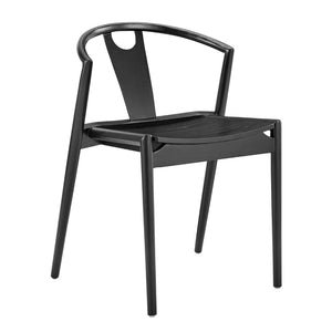 HomeRoots Black Modern Solid Wood Dining Side Chair with Open Back Design – Versatile, No Assembly Required! 653940