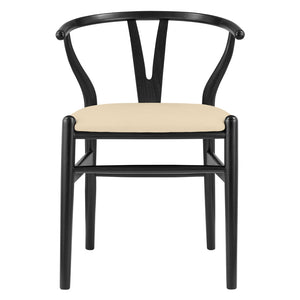 HomeRoots Set of Two Elegant Beige Velvet Wishbone Back Arm Chairs - Modern Solid Wood Dining Accent Chairs 653944