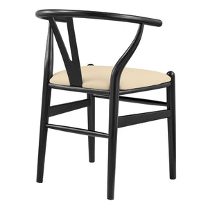HomeRoots Set of Two Elegant Beige Velvet Wishbone Back Arm Chairs - Modern Solid Wood Dining Accent Chairs 653944