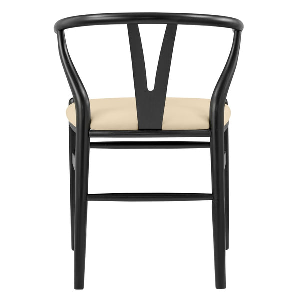 HomeRoots Set of Two Elegant Beige Velvet Wishbone Back Arm Chairs - Modern Solid Wood Dining Accent Chairs 653944